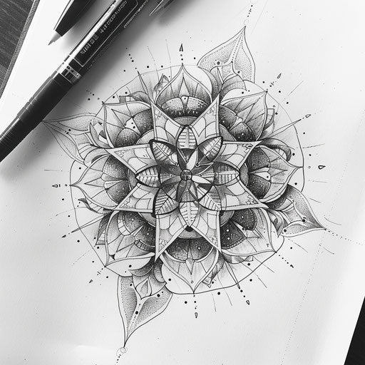 Intricate mandala tattoo design with geometric patterns