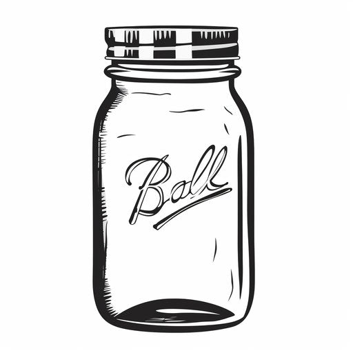 Minimalist style clip art of mason jar, on white background