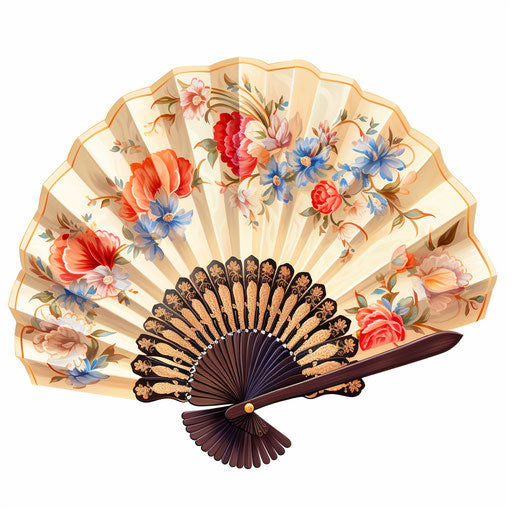 Fan depicted in Oil painting style on white background