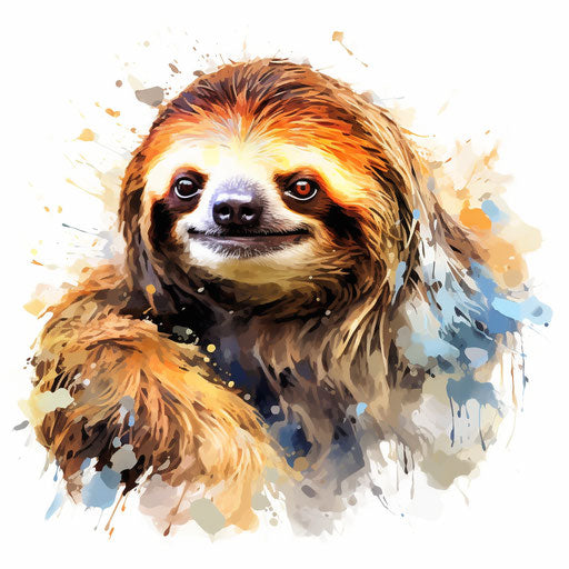 Sloth clipart in the style of Impressionistic Art