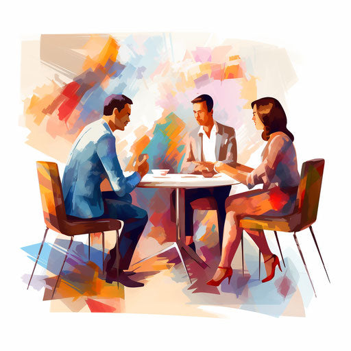 Impressionistic art style meeting illustration