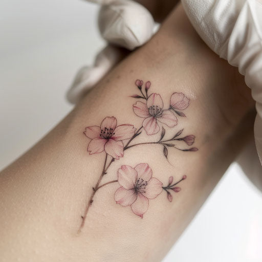 Delicate cherry blossom tattoo