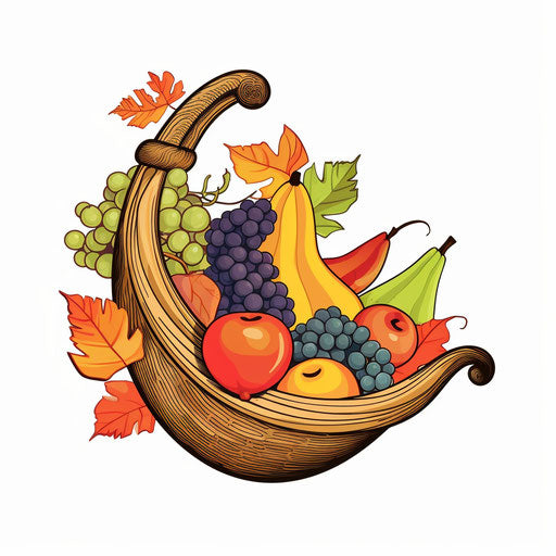 Minimalist style cornucopia illustration, on white