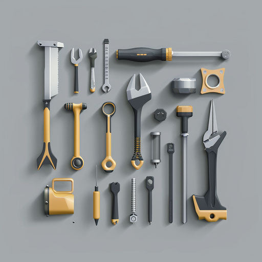 Realistic tools clipart on slate grey background