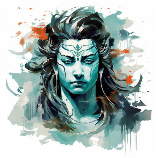 Shiva clipart in the style of Oil painting, on a white background
