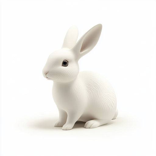 3D rabbit with flat white background, isolated clipart