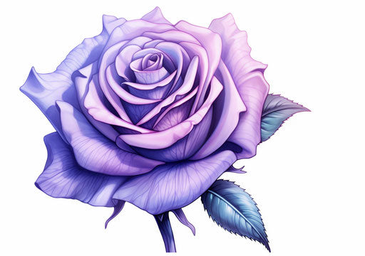Violet and blue rose drawing with detailed background elements