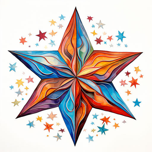 Christmas star clipart in Oil painting style, on white background