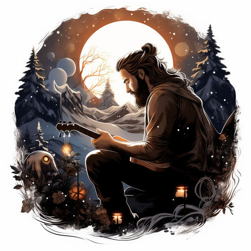 December Chiaroscuro Art on white background