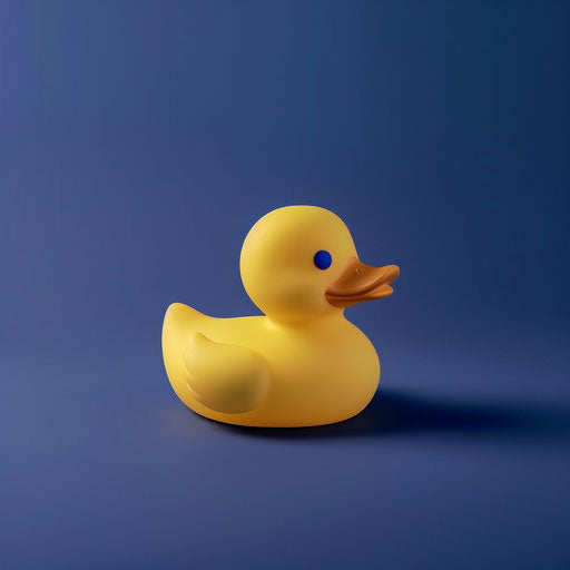Rubber duck on flat indigo background