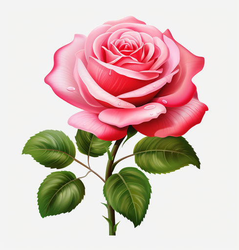 Pink rose on transparent background, eye-catching style