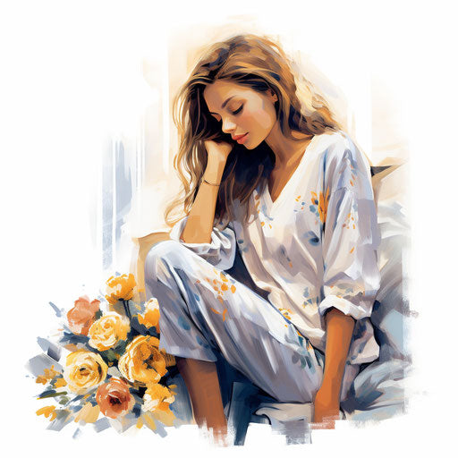 Pajama day clipart in Impressionistic Art style, on white background