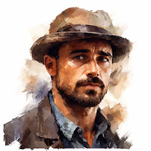 Man clipart in the style of Oil painting, on a white background