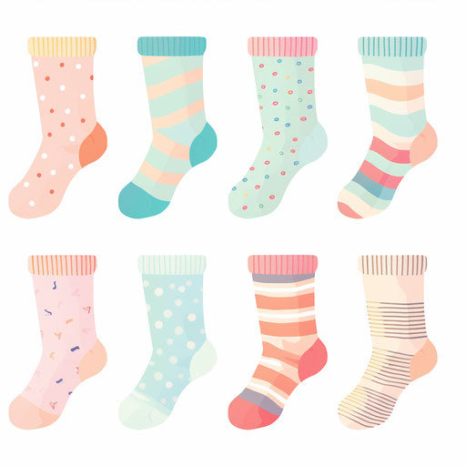 Sock illustration in the style of Pastel Colors Art, on white background