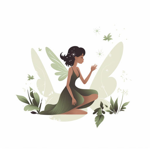 Fairy artwork in Minimalist style, on white background