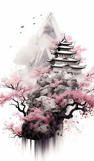 Taiwan tattoo design download in pink and gray style