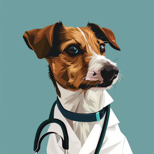 Veterinarian in photo realistic style on blue background