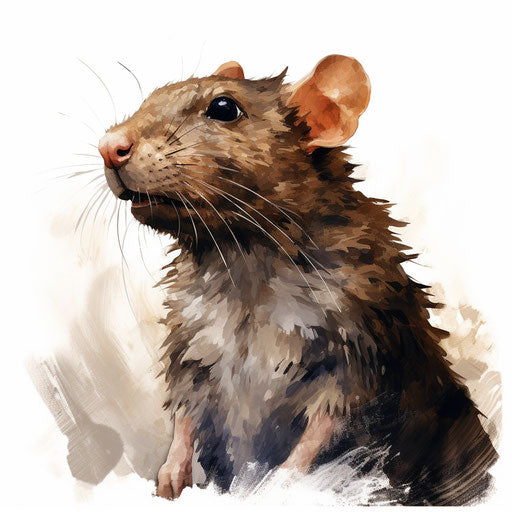 Illustration of rat in the style of Oil painting, white background