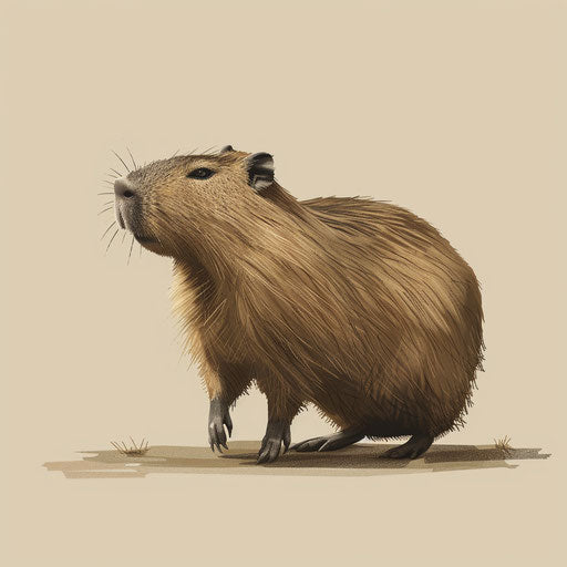 Realistic capybara on flat cream background