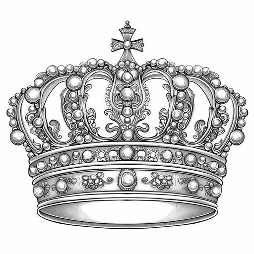 Elaborate queen's crown with pearls and ornamental designs