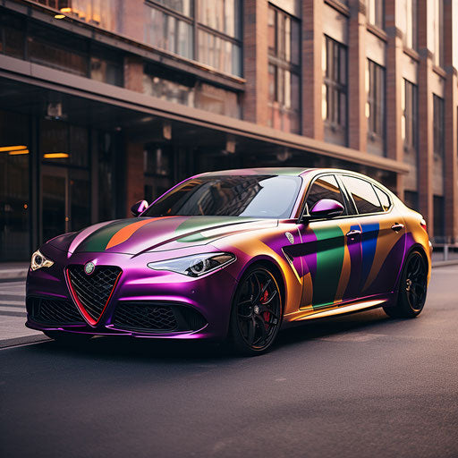 Classic Rainbow Colors Alfa Romeo Giulia Quadrifoglio