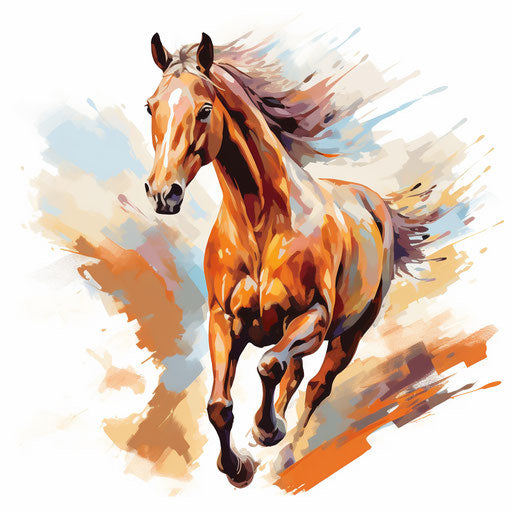 Horse clipart in the style of Impressionistic Art, on a white background