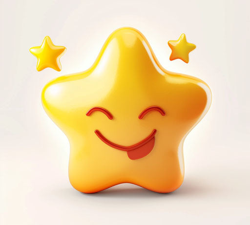 Smiling emoticon with star ears