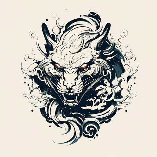 Mysterious Chinese style dragon head tattoo