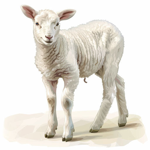 Realistic lamb illustration on white background with soft lighting