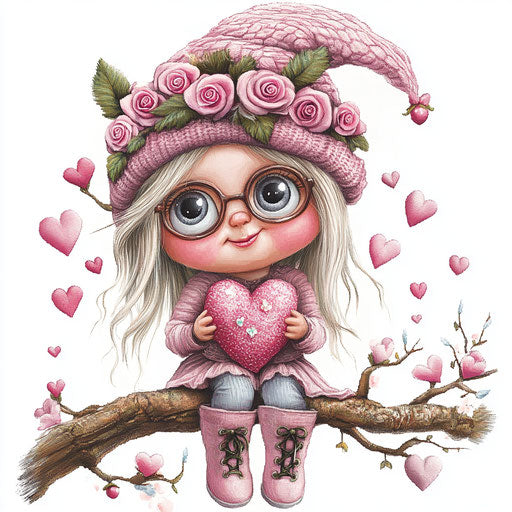 Adorable Valentine gnome with rose hat