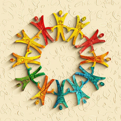 Photo realistic teamwork clipart on flat beige background