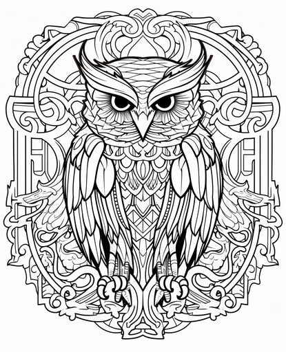 Owl with realistic and stylized mandala