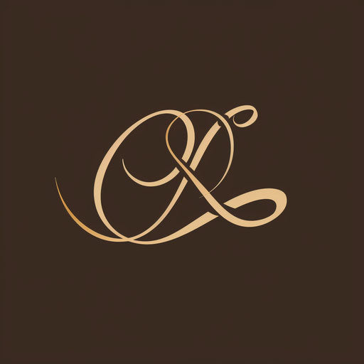 Elegant digital marketing logo with cursive fonts on dark brown background