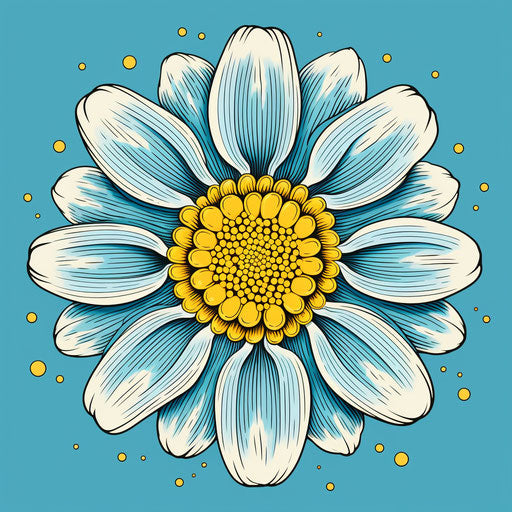 Blue flower with yellow center, minimalistic symmetry