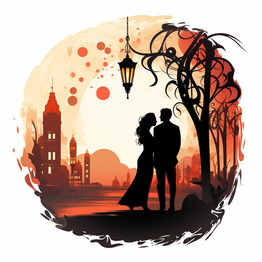 Day illustration in the style of Chiaroscuro Art, on white background