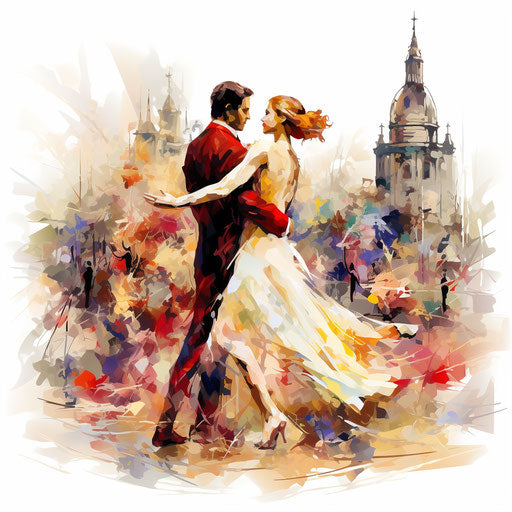 Cultural clipart in the style of Impressionistic Art on white