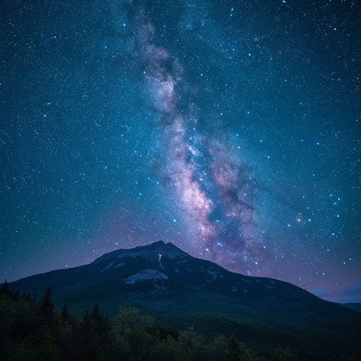 Whiteface Mountain under the clear night sky, the Milky Way stretching across, in the style of Trey Ratcliff