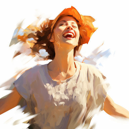 Joy clipart in the style of oil painting, on a white background