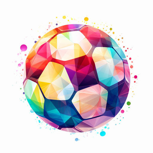 Pastel Colors Art style soccer ball clipart on white background