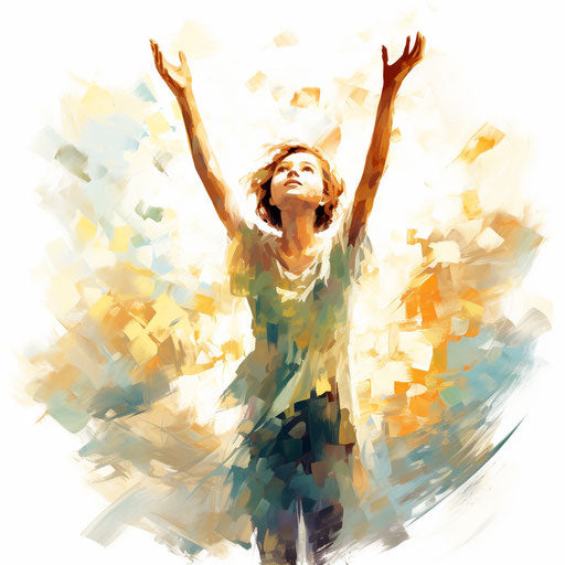Illustration of hope in the style of Impressionistic Art, on white background