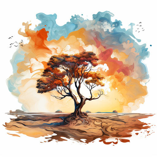 A clipart in the style of Oil painting, on a white background