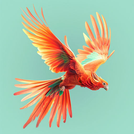 Fascinating photo realistic phoenix clipart on aqua background