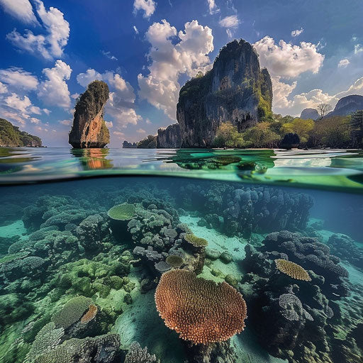 Railay Beach, Thailand with coral reefs, Erez Marom style