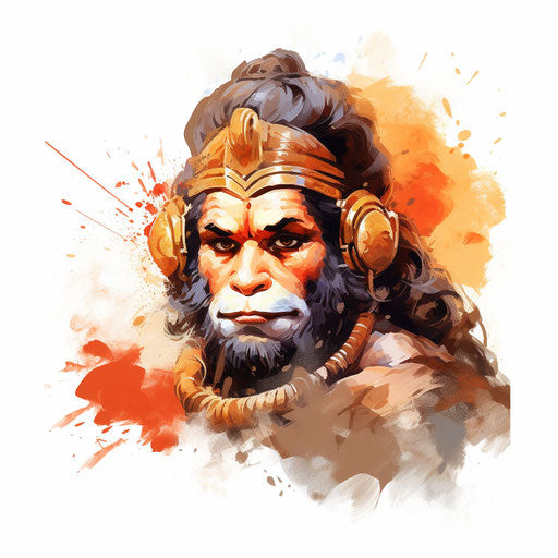 Hanuman clipart in the style of Impressionistic Art, on white background