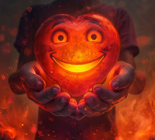 Emotion holding heart, tupinipunk style, eye-catching, innocent