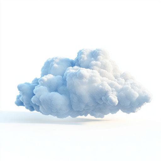 3D cloud on flat white background, isolated clipart