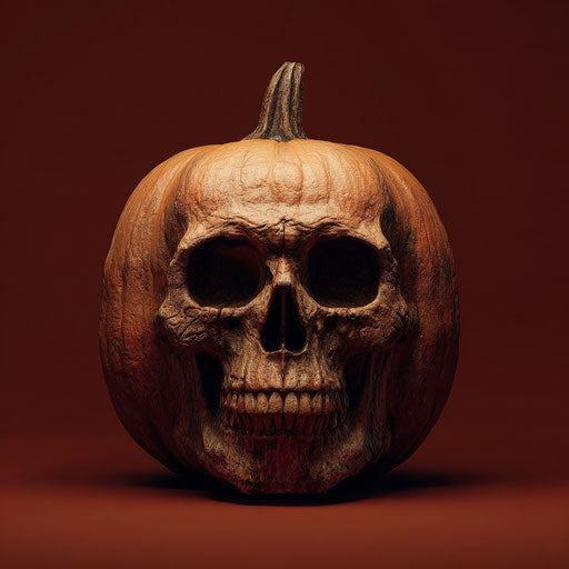 Halloween Pumpkin Carved to Look Like a Human Skull
