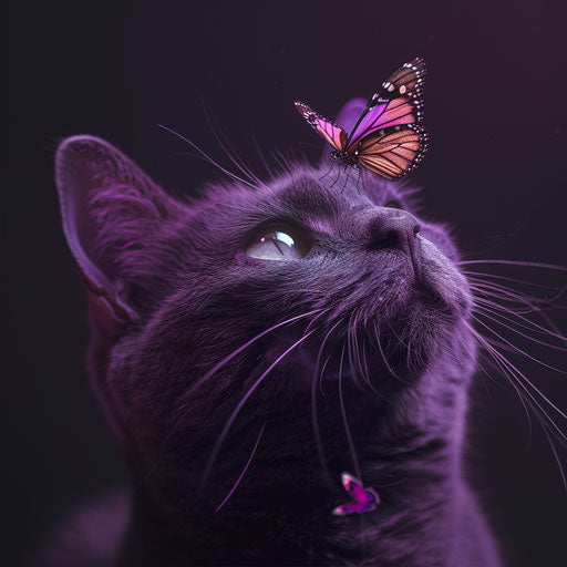 Cat with nipping butterfly