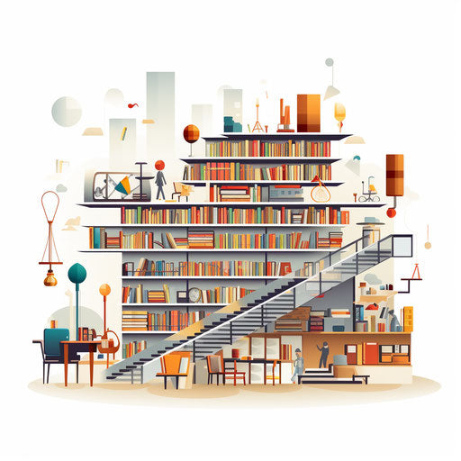 Minimalist library clipart on white background