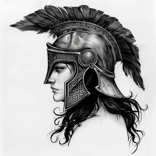 Warrior goddess in Blackwork tattoo on white background